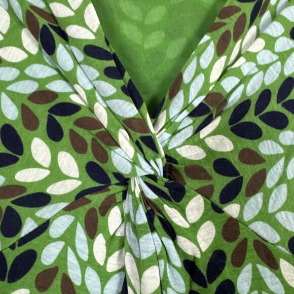 Boden Knit Knot Twist Front Jersey Printed Midi Day Dress Womens 6 Green Multi - Picture 4 of 11